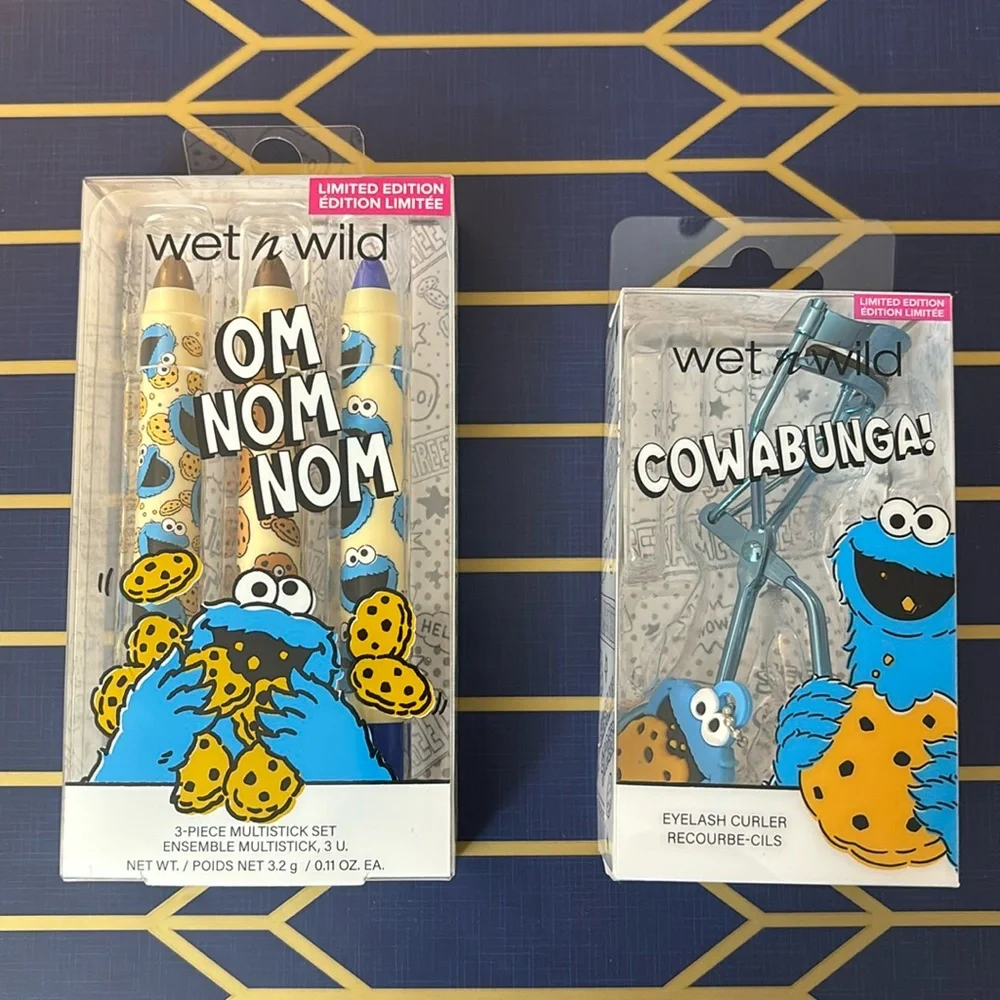 wet n wild OM NOM NOM 3-PC MULTISTICK SET, & COWABUNGA! EYELASH CURLER